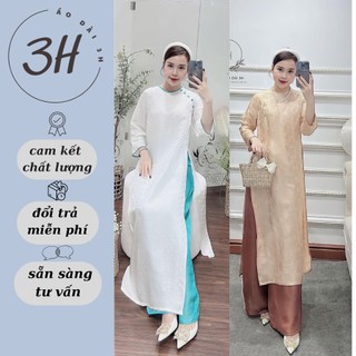 Áo dài nữ dáng xuông 2 tà lửng , chất liệu Gấm - áo dài 3h