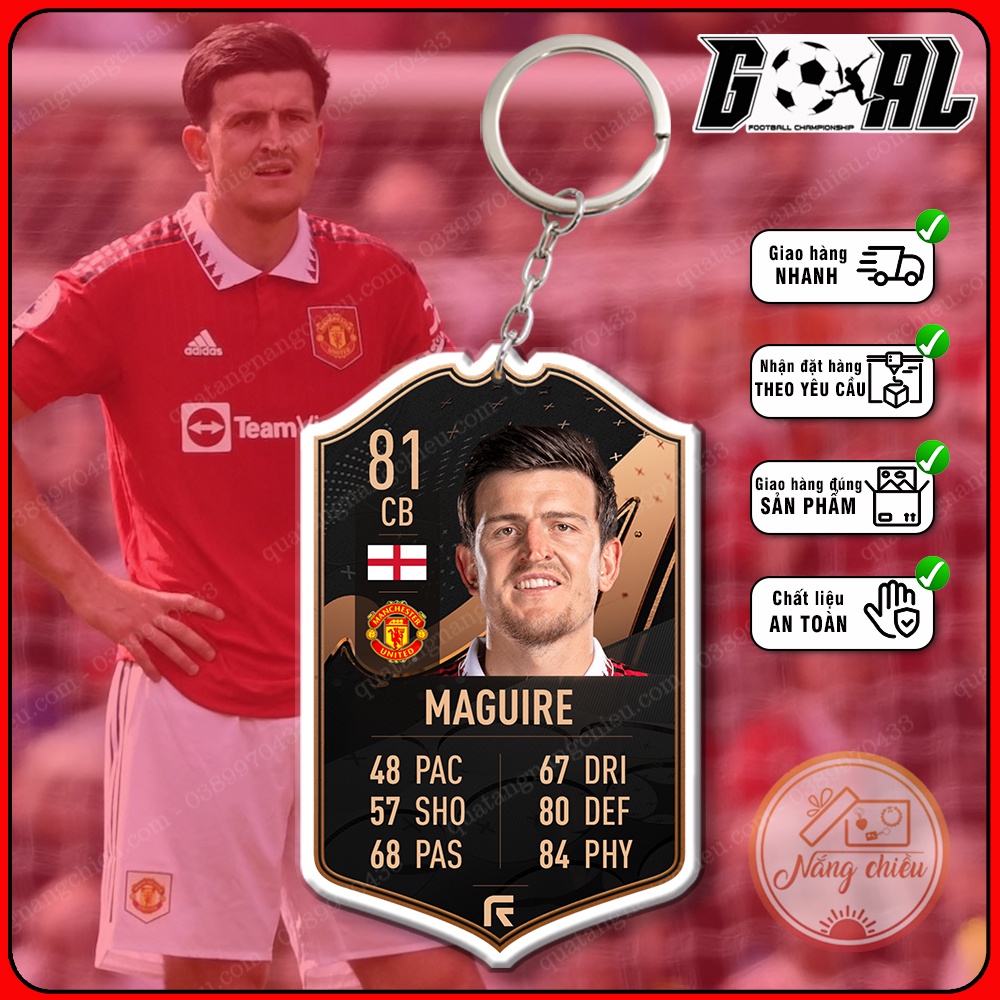 Móc khóa cầu thủ bóng đá chuyên nghiệp - In hình Harry Maguire - Thẻ Icon bóng đá gaming[15151-15153]