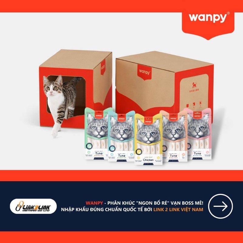 Súp kem thưởng cho mèo mọi lứa tuổi Wanpy Creamy Treat _ Hàng Công Ty