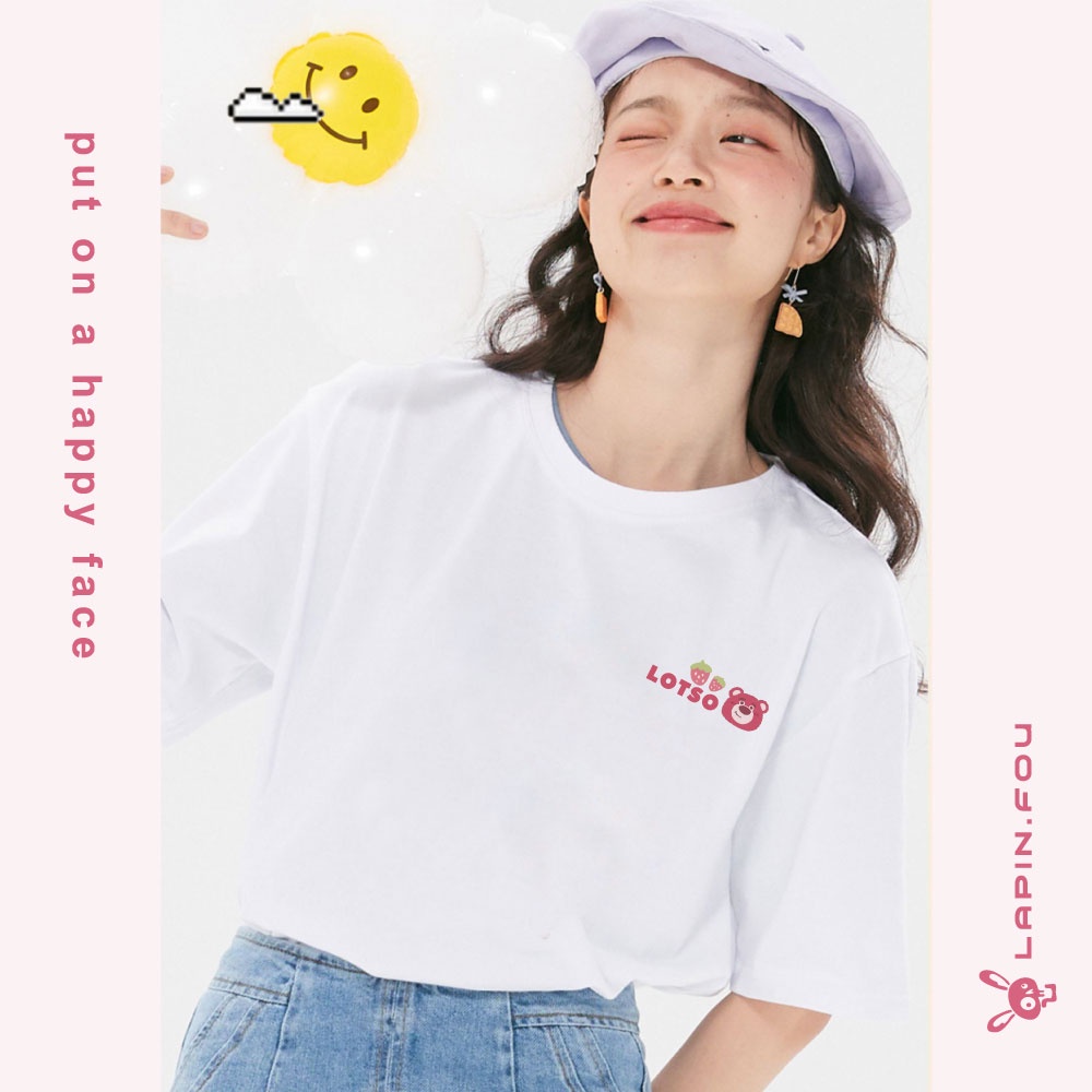 Áo Thun Unisex Nam Nữ Local Brand - Lapin.Fou Gấu Dâu Strawberry Bear