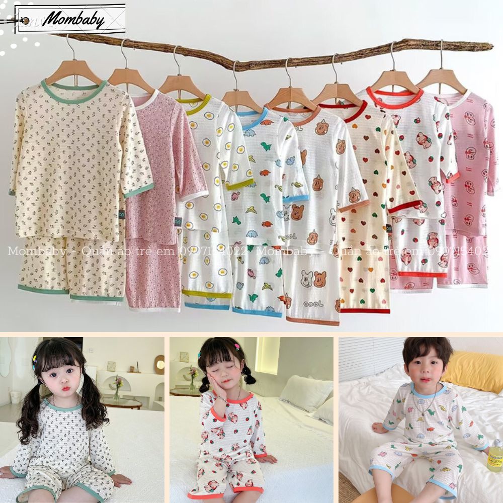 (OwlBaby QC) Bộ Lửng Mùa Hè 2023 Cotton Thoáng Khí Hoạ Tiết Dễ Thương Mềm Mát Cho Bé Trai Và Bé Gái (có sẵn)