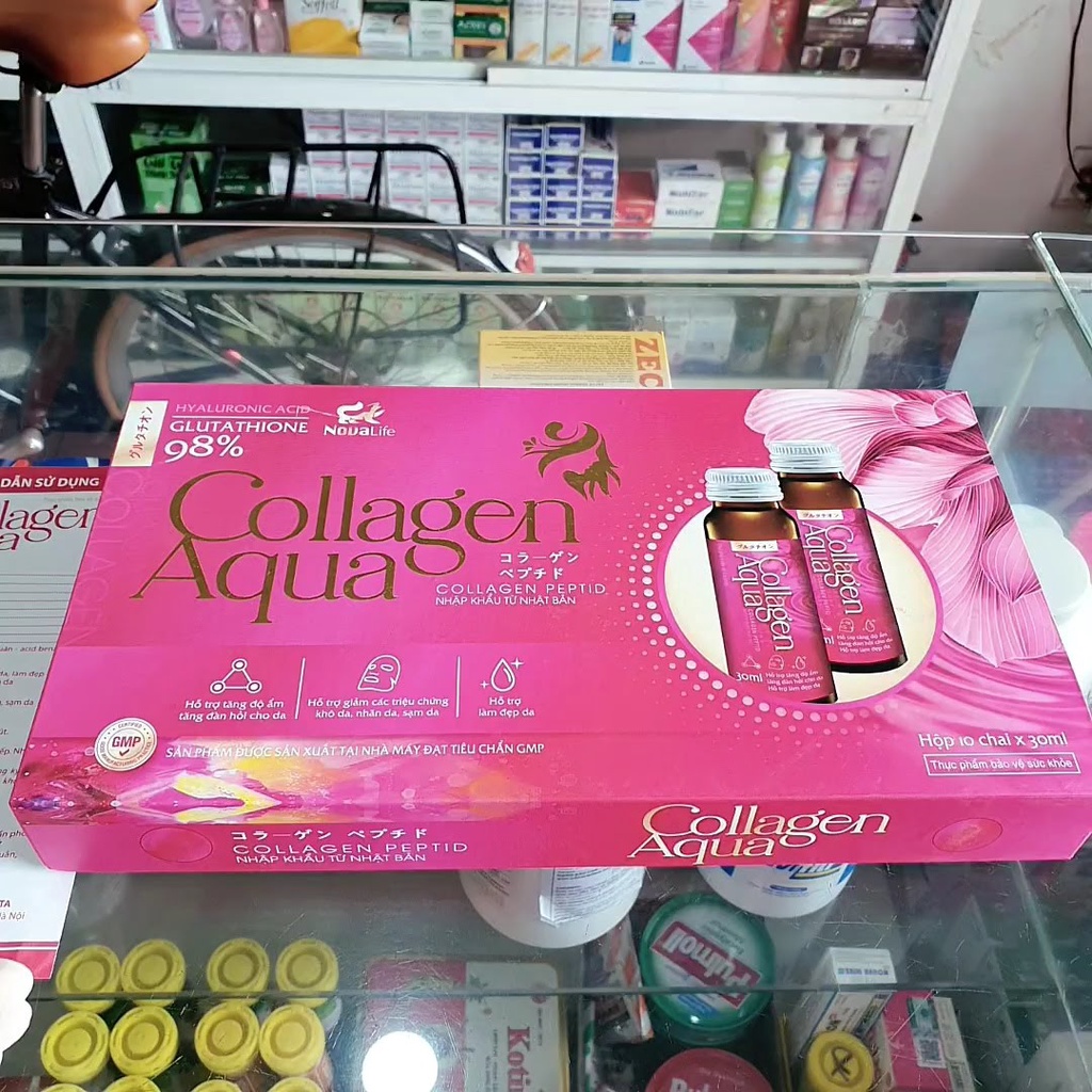 Collagen Aqua - Glutathione98%- Collagen Peptid 5000mg nhập khẩu Nhật Bản - trắng sáng, căng mịn, chống sạm da. 30mlx10c