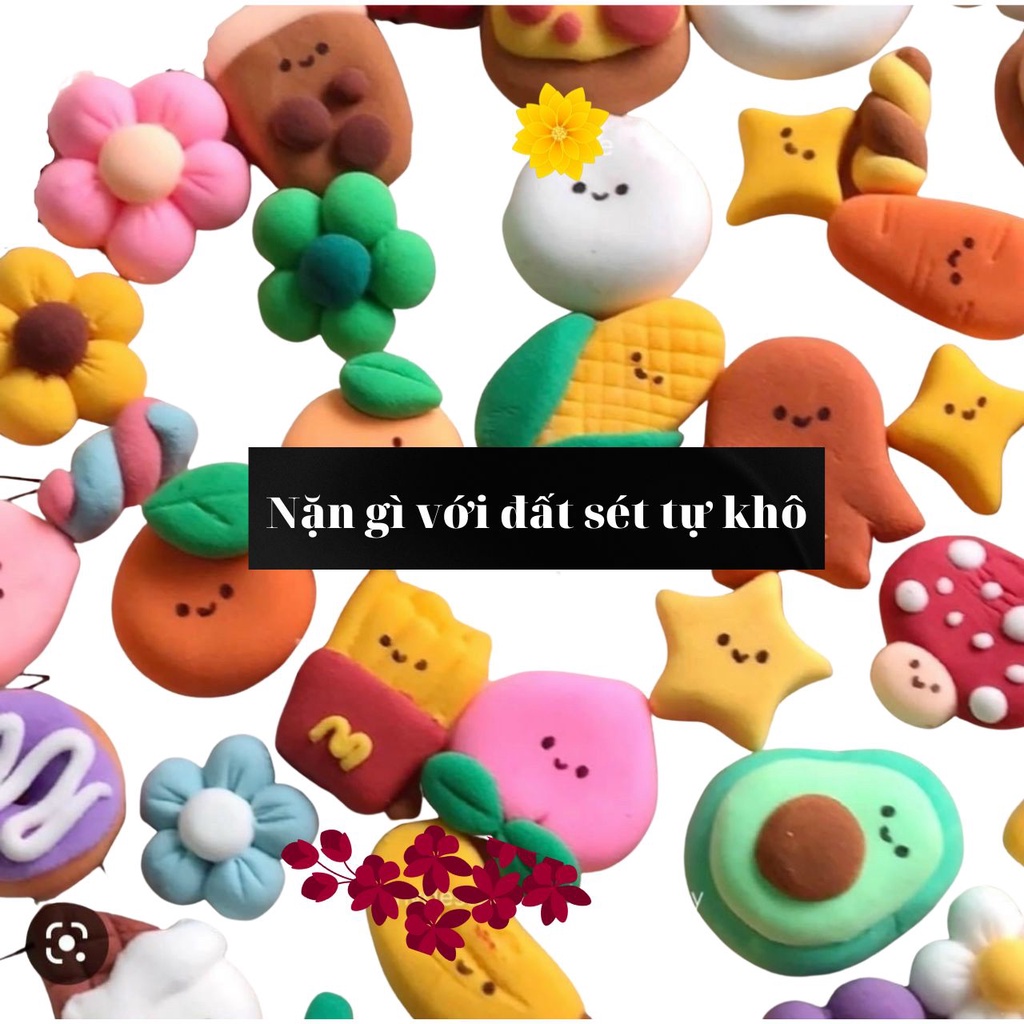 Combo đất sét tự khô Nhật 12 màu an toàn nặn hình cao cấp siêu nhẹ dành cho bé Đất nặn