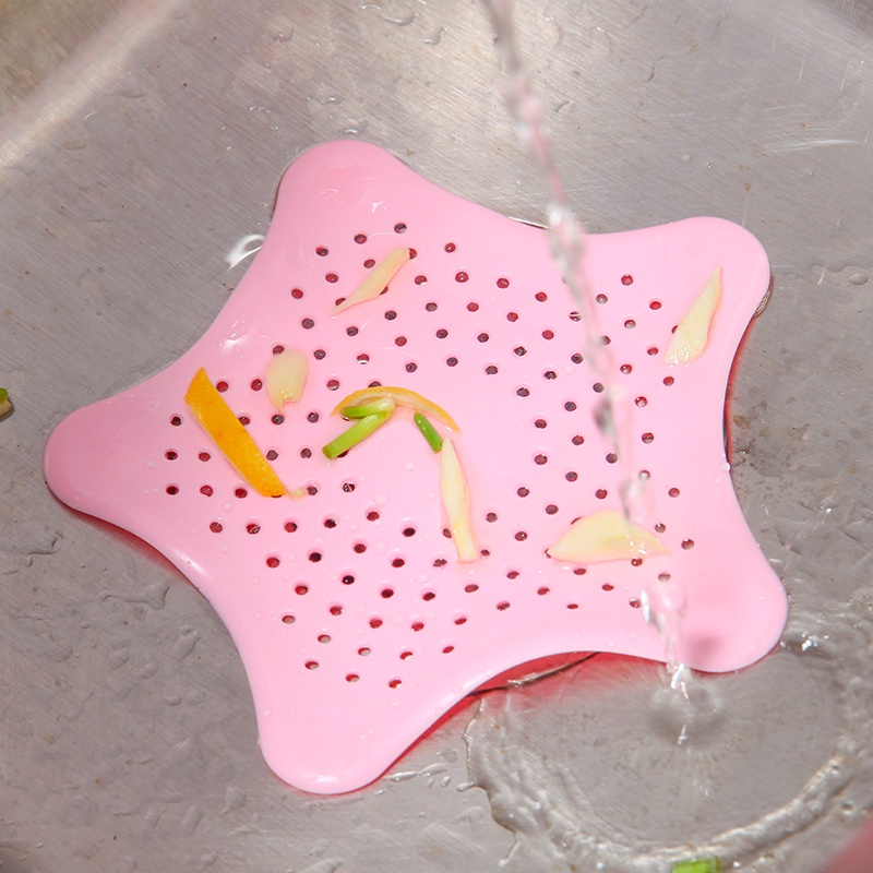 Lưới lọc rác bồn rửa chén bát hình ngôi sao chống tắc nghẽn có 5 chân hít vào bồn không bị trôi chặn mùi hôi từ cống lên