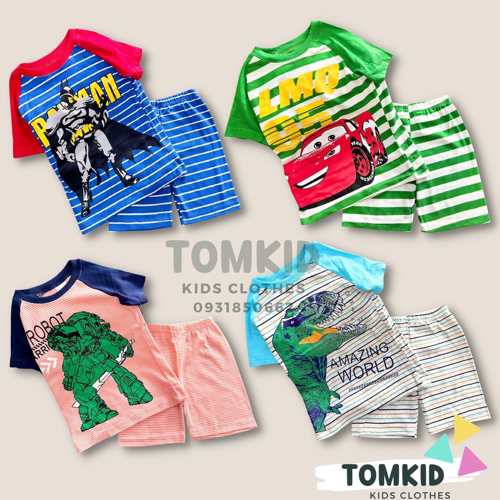 Đồ bộ cho bé trai bộ cộc tay cho bé chất cotton borip dày dặn thoáng mát 09-23kg Tomkids