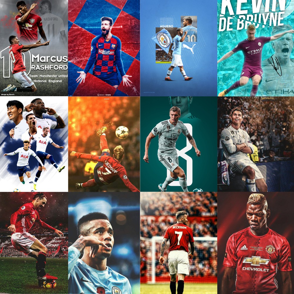 +50 mẫu Poster Cầu Thủ Bóng Đá - Tranh decal dán tường cầu thủ bóng đá: Messi, Ronaldo, M.Mbappe, Salah, Halland,..