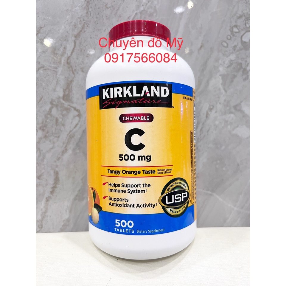 Date T2/2024_ Viên Nhai Vitamin C 500mg Kirkland Signature 500 Viên của Mỹ