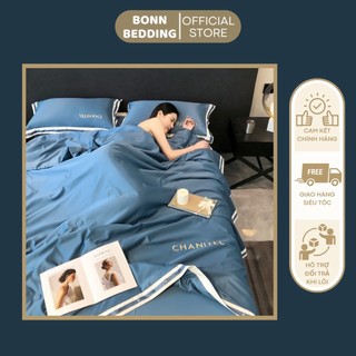 Set chăn ga gối phi lụa chăn trần chanitel sang chảnh