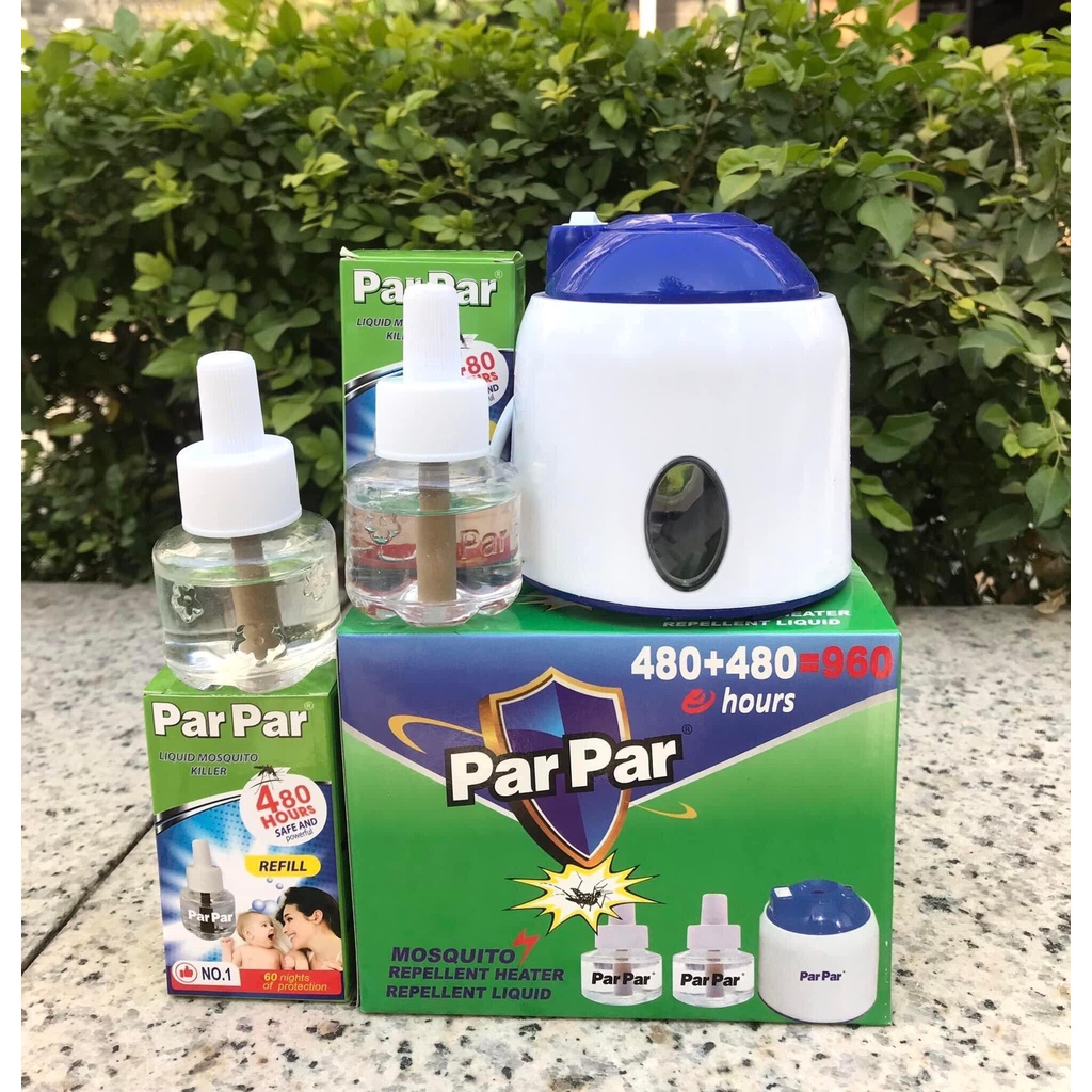 Máy đuổi muỗi Parpar tặng kèm 2 lọ tinh dầu, đèn xông tinh dầu đuổi côn trùng an toàn không mùi