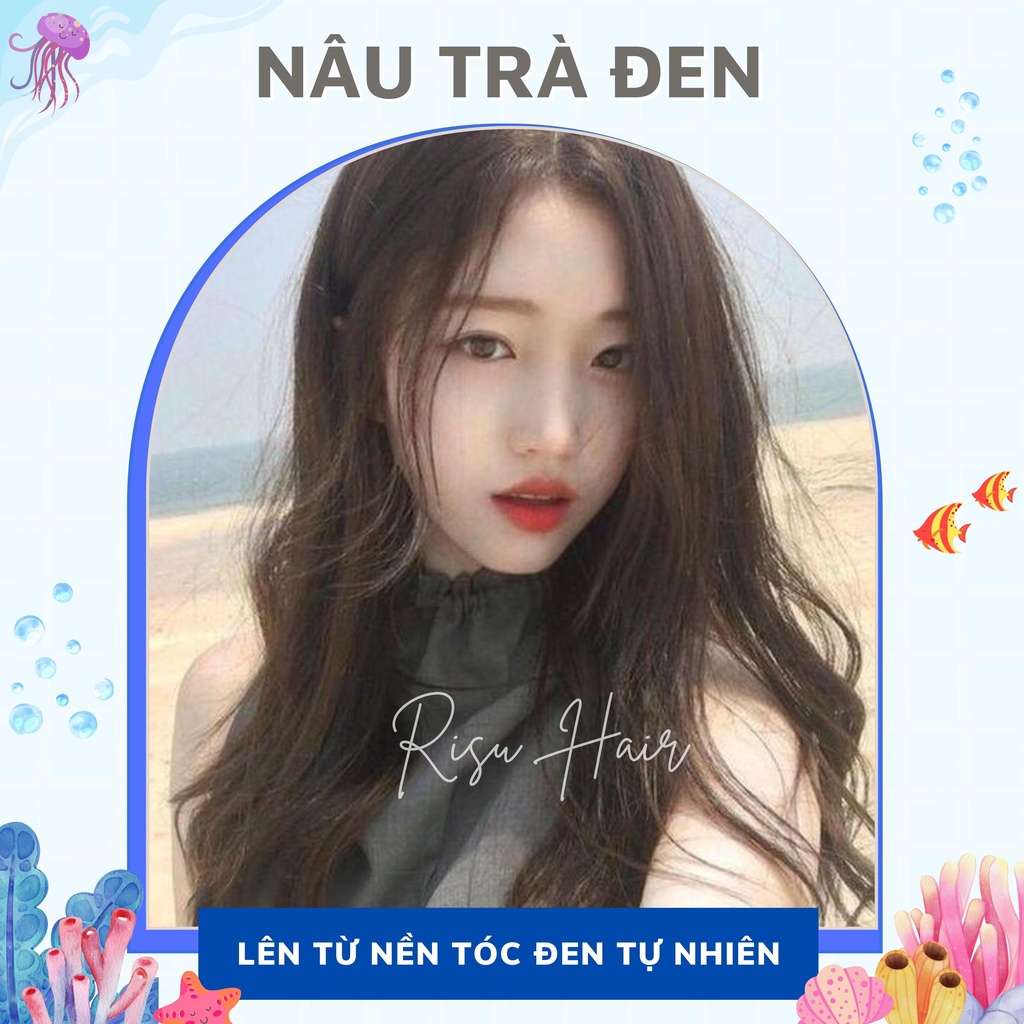 Thuốc Nhuộm Tóc Màu Nâu Trà Đen, Lên Từ Nền Đen Tự Nhiên, Không Tẩy - Risu Hair.