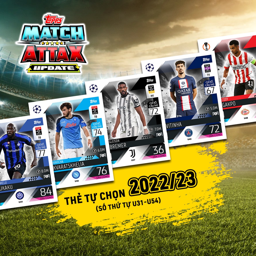Thẻ Cầu Thủ In Match Attax Update 2022-23 Tự Chọn (STT U31-U54)