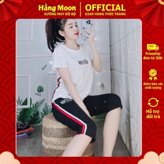 Đồ bộ nữ, bộ mặc nhà set ngố nữ bigsize MoonShop QL07 LỬNG THÊU CHỮ DREW