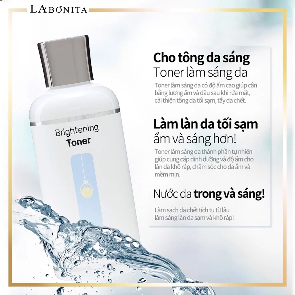 Nước cân bằng Sáng Da và Cấp Ẩm La Bonita Brightening Toner 200ml