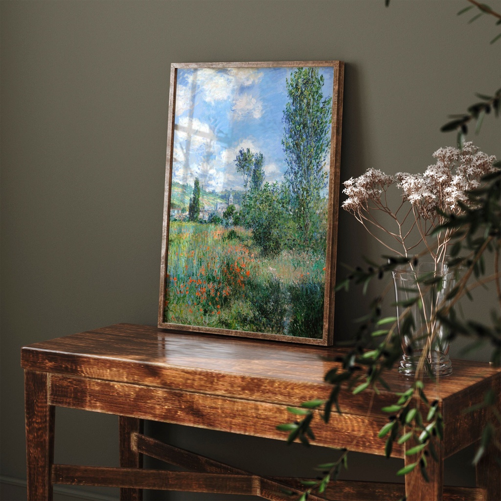 Tranh treo tường, Vintage Spring Landscape Painting Wall Art Spring Landscape Oil Painting Antique Wildflower.