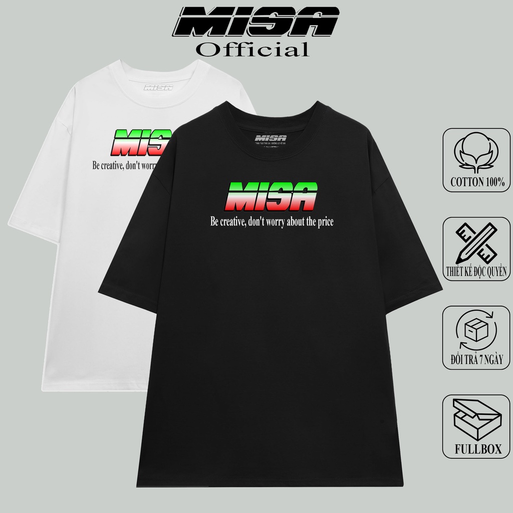 Áo thun nam nữ form rộng tay lỡ MISA chất liệu cotton phong cách Hàn Quốc siêu xinh