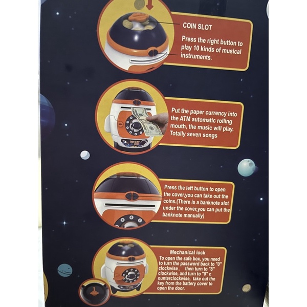 Két Sắt Ống Tiết Kiệm Mẫu Tàu Vũ Trụ Phi Hành Gia Đồ Chơi Cho Bé