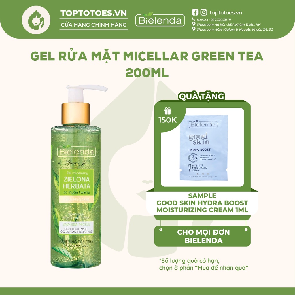 Gel rửa mặt Bielenda Green Tea 200ml làm sạch sâu, kiềm dầu, giảm mụn