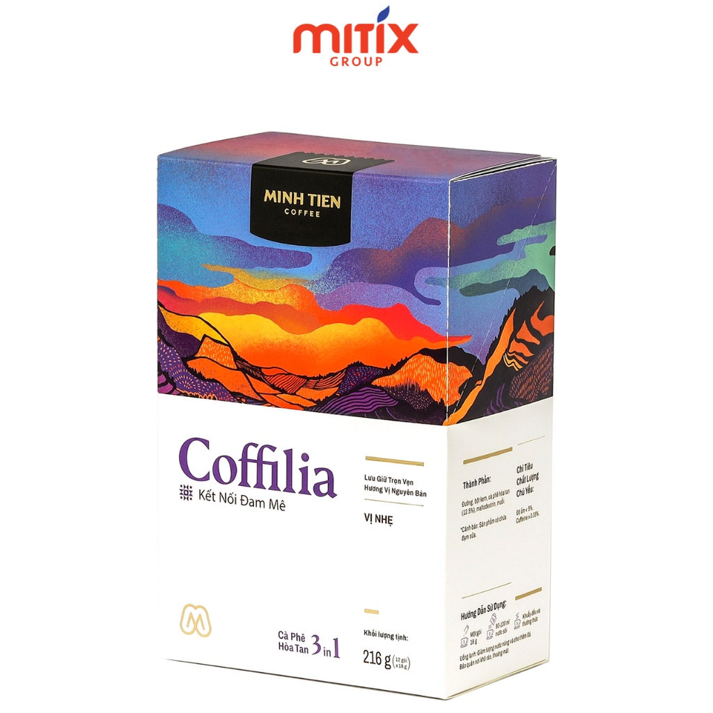 Set Cà phê hòa tan 3in1 Coffilia, gồm 1 hộp 324g vị đậm và 1 hộp 216g vị nhẹ
