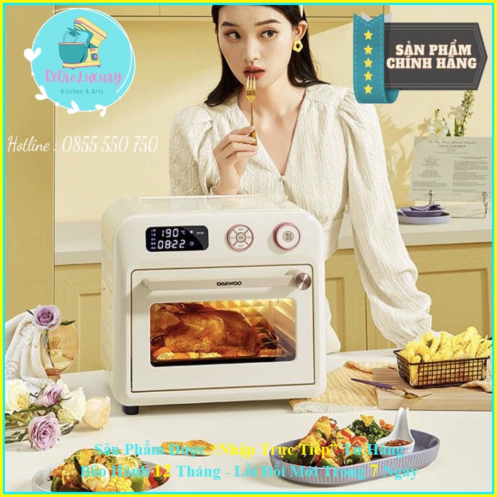 Lò nướng kiêm nồi chiên không dầu DAEWOO dung tích 18L công suất 1500W , bảo hành 12 tháng