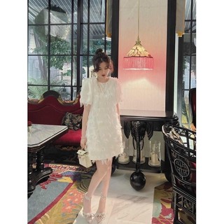 Váy suông trắng 2 lớp lông, váy suông nữi