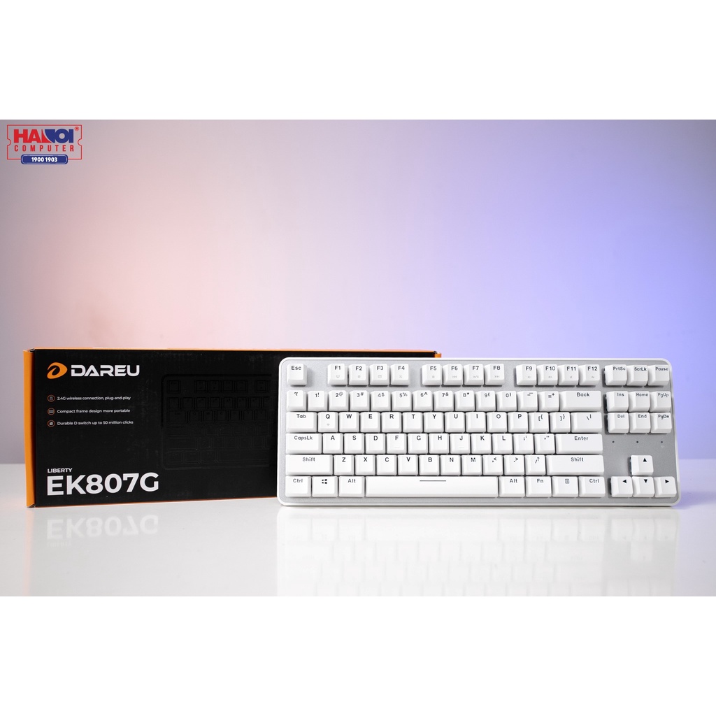Bàn phím cơ không dây Dareu EK807G trắng - bàn phím cơ giá rẻ mà "khỏe"