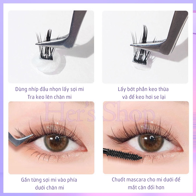 Mi Giả Chùm Cho Bạn Nữ Tặng Kèm Keo Dán False Eyelashes - Lông Mi Giả Tách Sợi Tự Nhiên Kiểu Dáng Độc Đáo