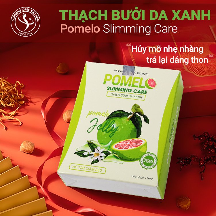 Thạch bưởi da xanh pomel slimming giảm cân Tặng Kèm Detox, giảm mỡ hiệu quả an toàn Sylic Hộp 15 Gói