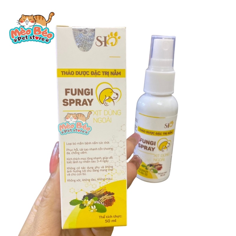 Xịt nấm thảo dược cho chó mèo FUNGI SPRAY - 50ml Mèo Béo Petshop