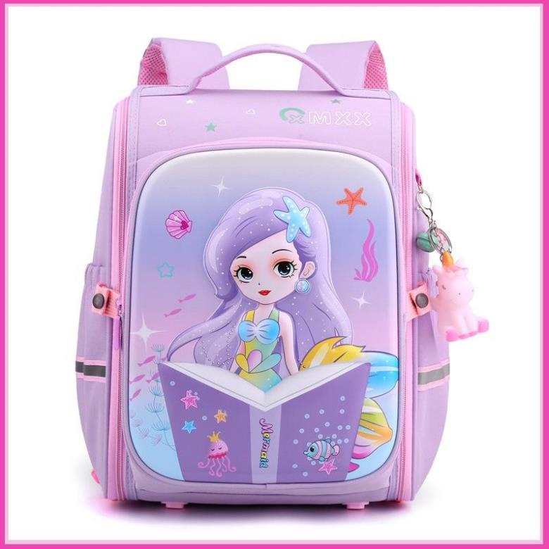 Balo chống gù cho bé gái tiểu học hình Elsa, Kitty, Tiên Cá