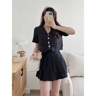 Set áo kèm chân váy xếp ly