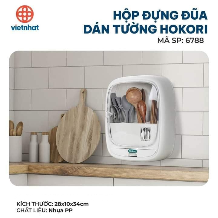 Hộp Đựng Đũa, Thìa, Dĩa, Có Nắp Cửa Nam Châm Hút Từ Tính Chống Bụi Bẩn, Bốn Ngăn Có Lỗ Thoát Nước Luôn Luôn Khô Ráo