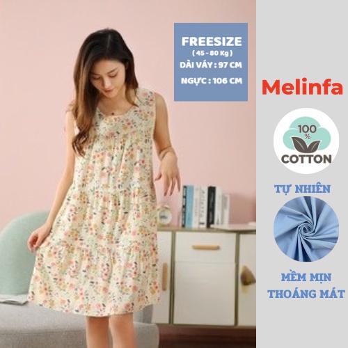 Váy đầm ngủ mặc nhà vải Cotton mềm mại thoáng mát VAV0265