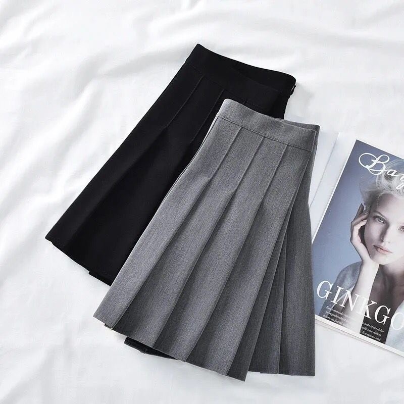 Chân Váy Ngắn Xếp Ly Trơn Và Họa Tiết Ca Rô Style Học Sinh Phong Cách Hàn Quốc | Vui Vẻ Shop