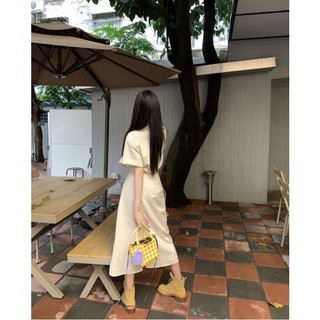 SET ÁO NUDE CỔ SƠ MI CHÂN VÁY MIDI