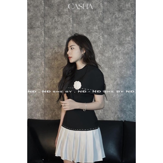 Đầm Thiết Kế Dập Li Kèm Tag Hoa Cao Cấp Mã KH41