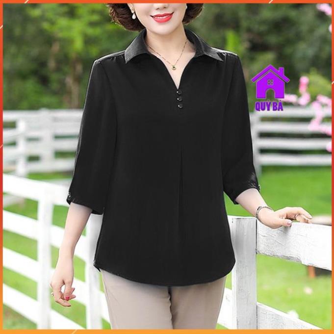 - Áo Trung Niên Nữ Cho Người Mập Dáng Suông Rộng Eo Giấu Bụng Cao Cấp Vải Lụa Tặng Mẹ U50 3A01 3A13
