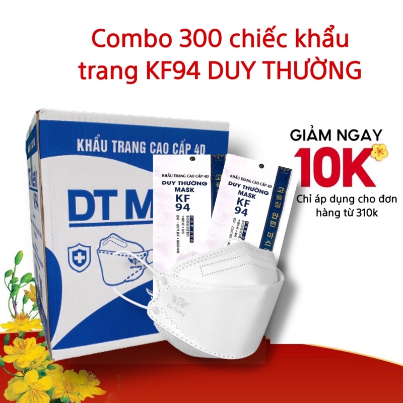 Thùng 300 chiếc khẩu trang y tế 4D KF94 Duy Thường mask 4 lớp kháng khuẩn lọc bụi PM 2.5