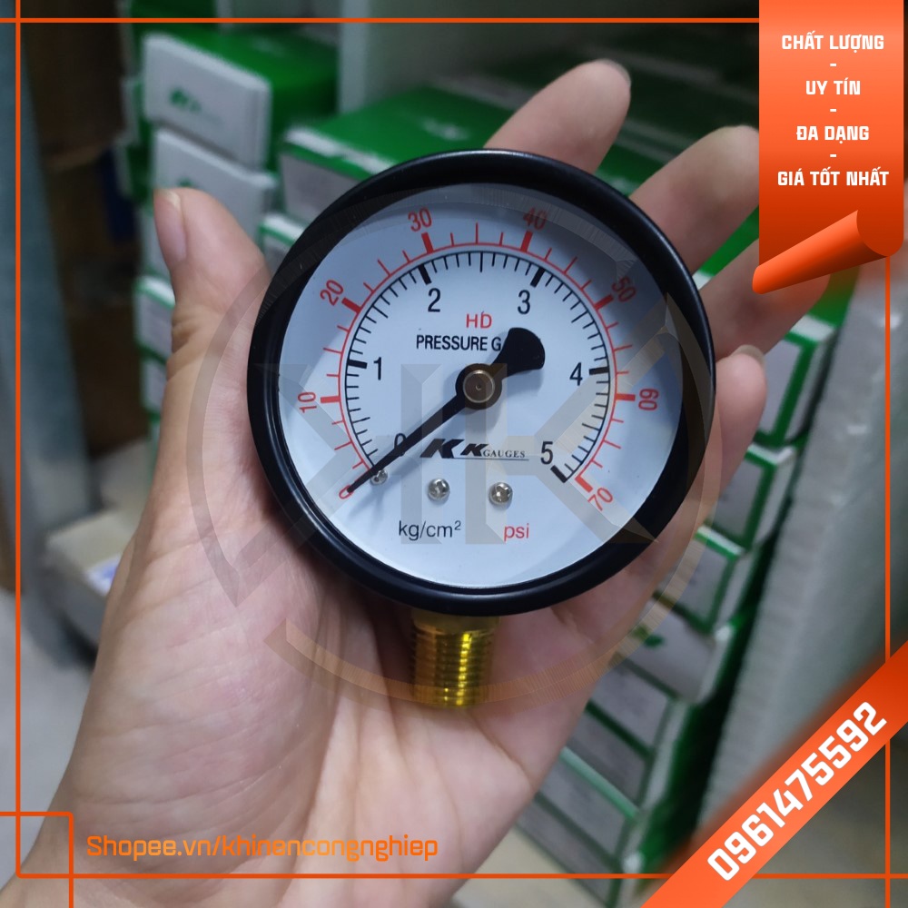 Đồng Hồ Hơi Đo Áp Suất KK Gauges Ø 63 từ 5 ~ 50 Kg