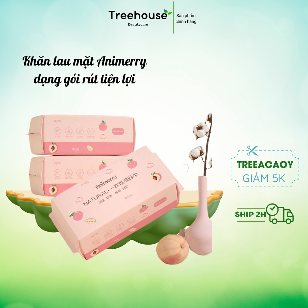 Khăn khô Animerry dạng rút, gói 50 tờ tiện dụng xinh xắn TREEHOUSE SHOP