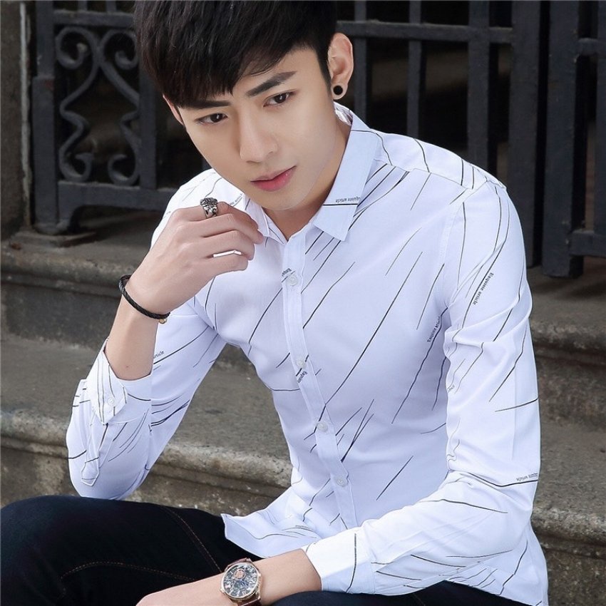 Áo sơ mi nam tay dài sọc xéo SB225 phong cách Hàn Quốc thời trang Erina cao cấp chất vải mát mịn