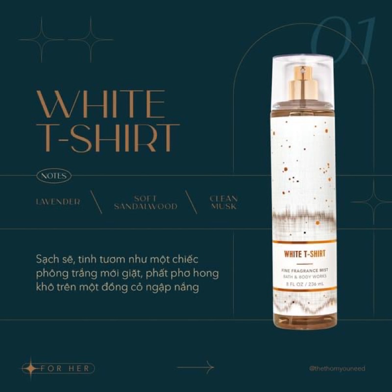 White T-Shirt | Sản Phẩm Tắm Dưỡng Xịt Thơm Toàn Thân Bath & Body Works -  Nước Hoa Nữ | Thefaceholic.Com