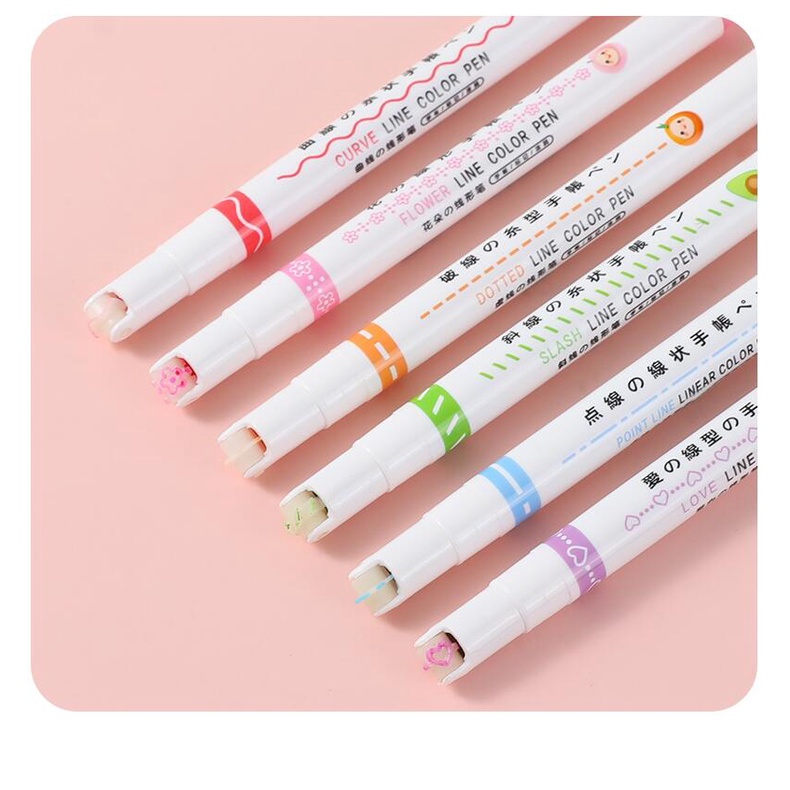COMBO BÚT VẼ HỌA TIẾT DỄ THƯƠNG HỘP 6 MÀU VÀ 8 MÀU VẼ HÌNH TRÁI TIM, BÔNG HOA, NÉT ĐỨT....