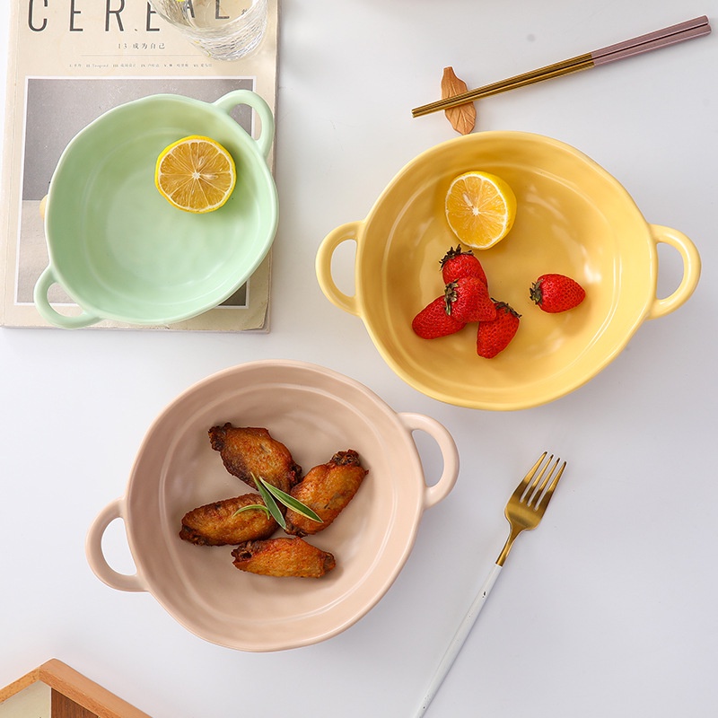Thố nướng 2 quai kiểu Nhật màu pastel độc đáo - Tô canh Chén Dĩa bát đĩa nhà hàng sứ cao cấp không chì