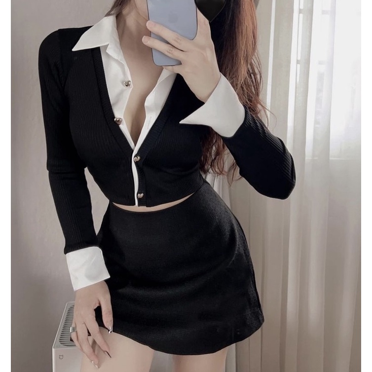 HÌNH THẬT - Sẵn Hỏa Tốc - Heart Shirt - Áo Sơmi Thiết Kế Nút Tim Co Giãn