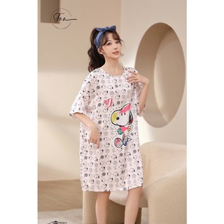 Váy lụa cổ tròn mặc nhà Tea Store cao cấp freesize