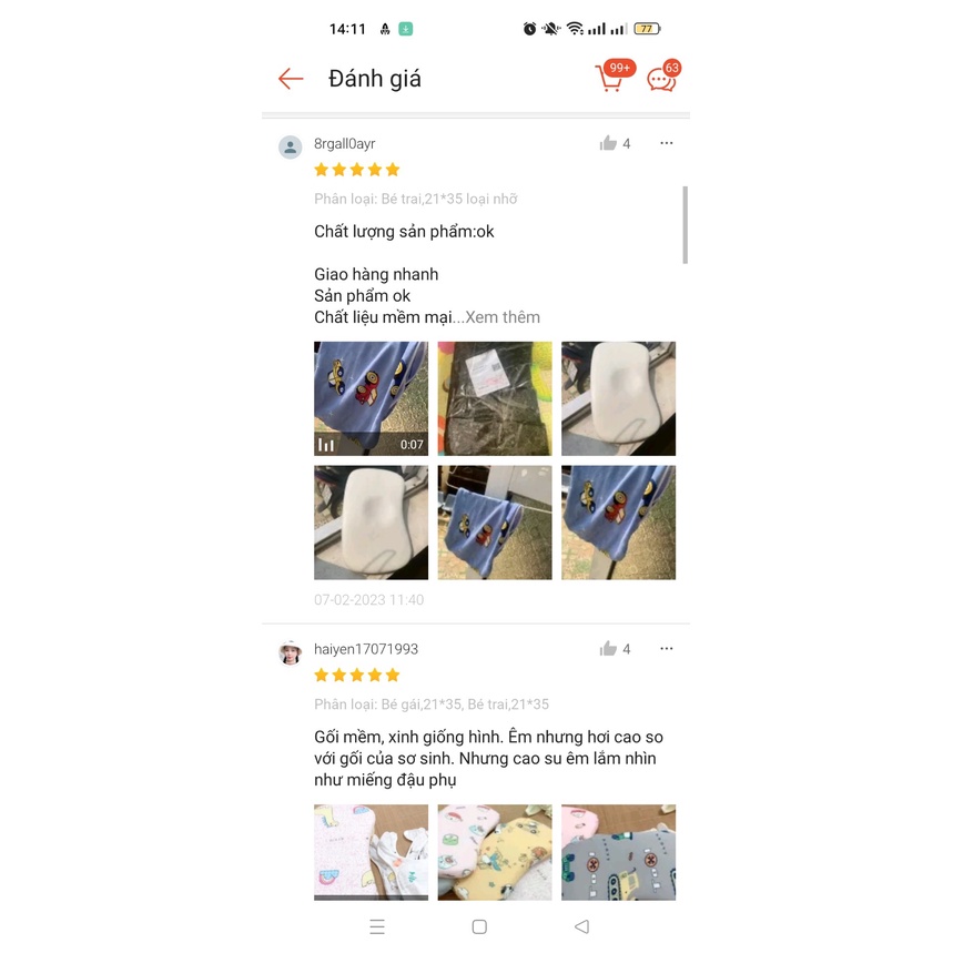 Gối cao su non cho bé