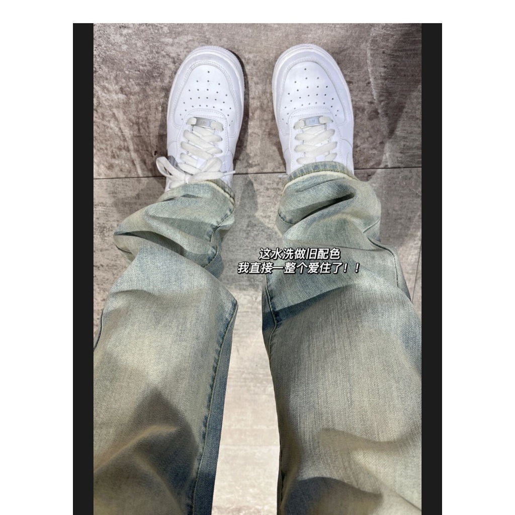 ZHELIHANGFEI Quần Jean Dài Lưng Cao Ống Rộng Thời Trang Cá Tính Trẻ Trung