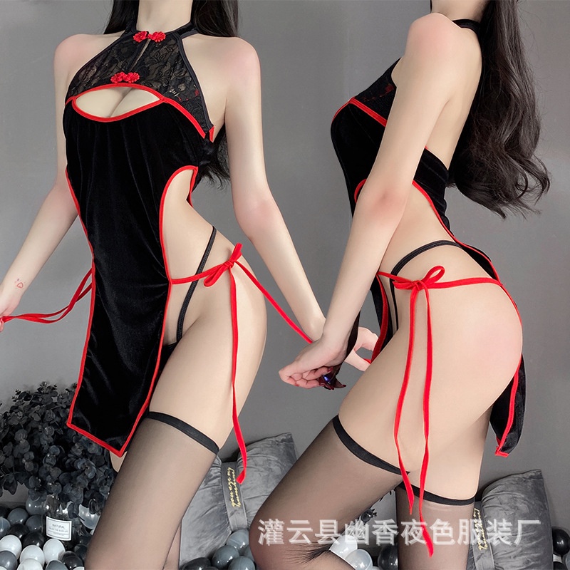 Váy ngủ sườn xám xẻ tà cao cấp gợi cảm 2559