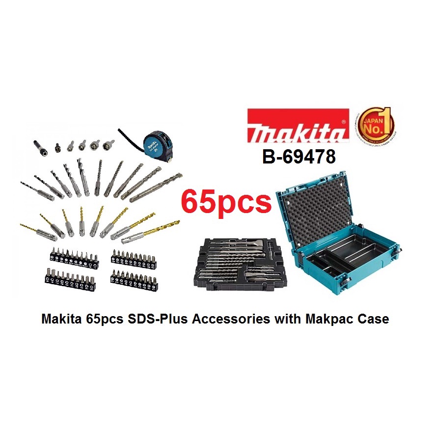 Makpac Mũi Khoan Bê Tông SDS PLUS Phụ Kiện Bộ 65 Chiếc MAKITA B-69478