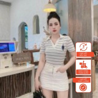 Áo Thun Tay Ngắn Kẻ Sọc Nữ Thời Trang